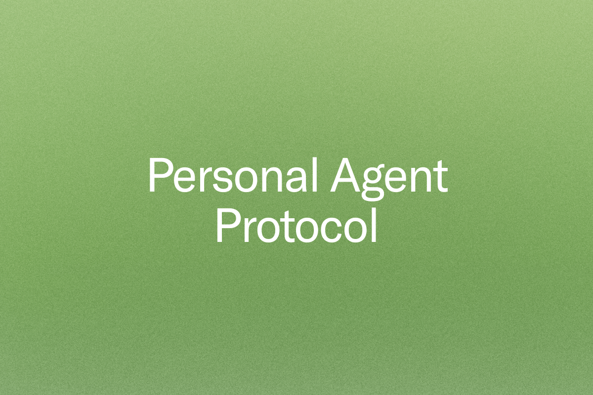 "Personal Agent Protocol" on a blurry green background