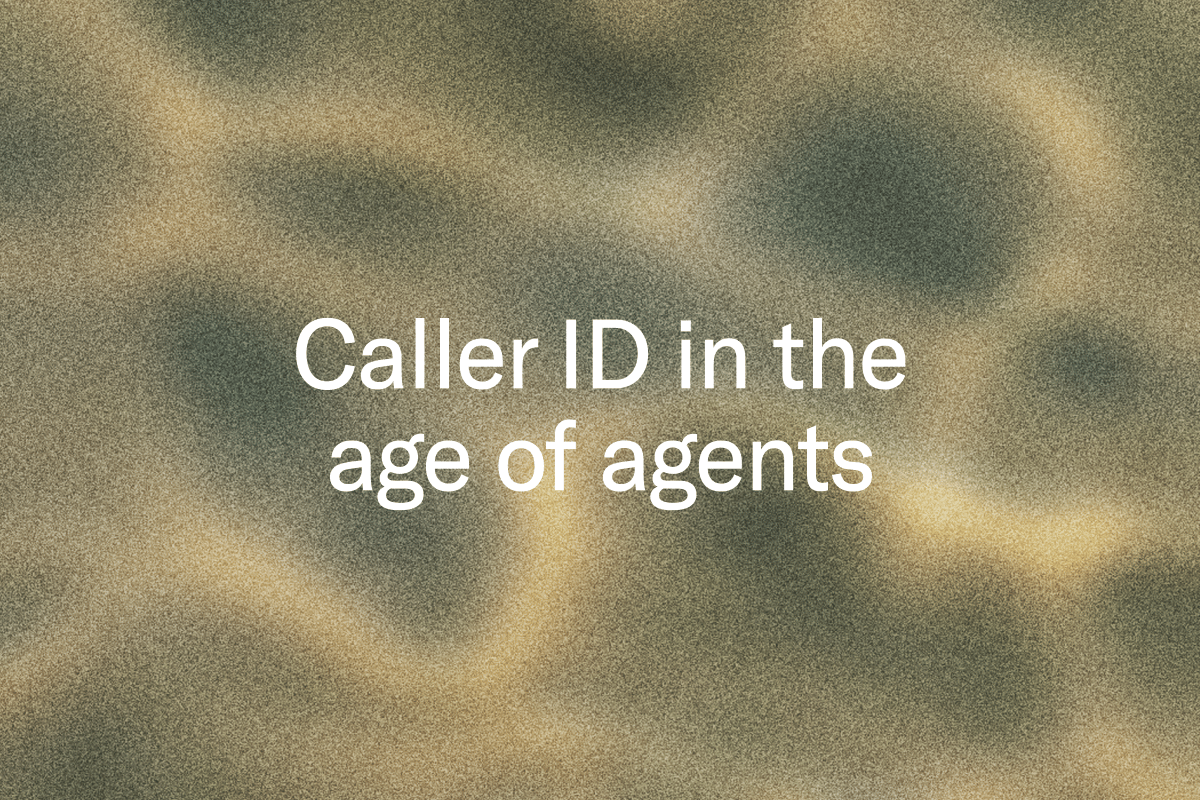 "Caller ID in the age of agents" on a blurred background