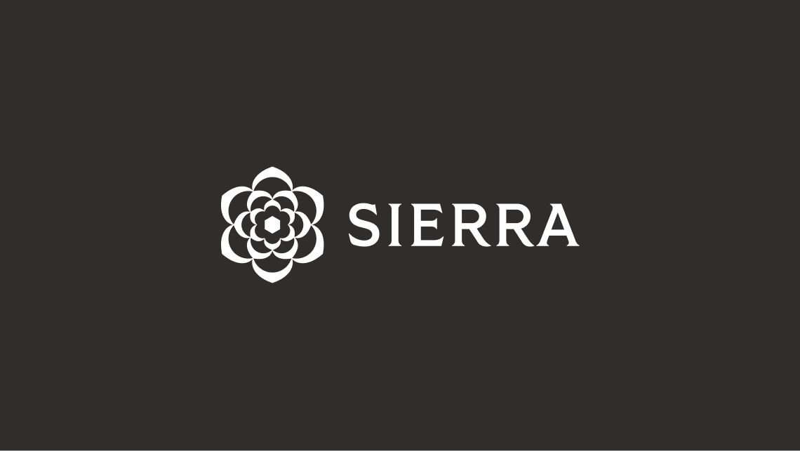 Sierra logo in black on a light beige background