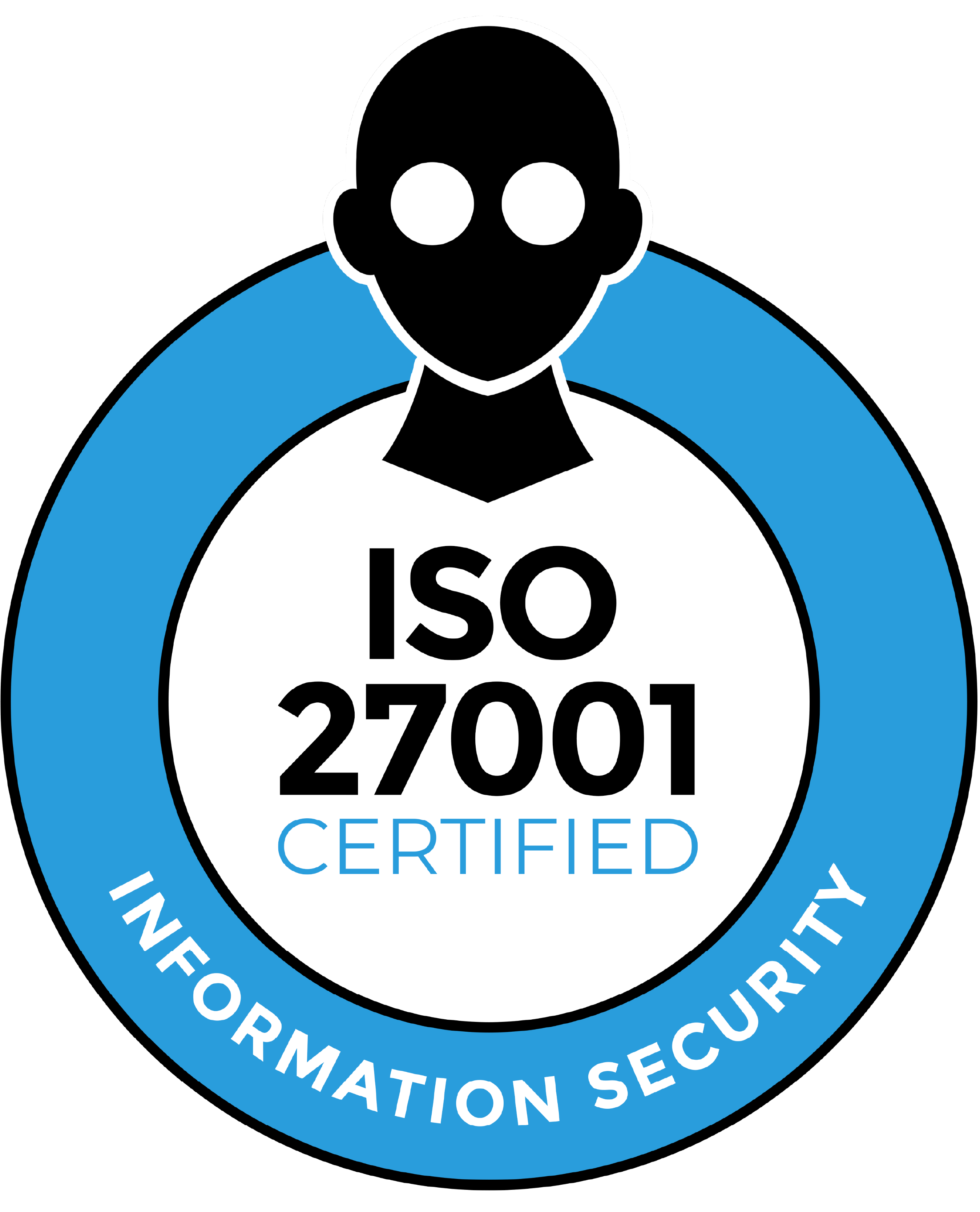 ISO 27001 Certified Information Security logo.