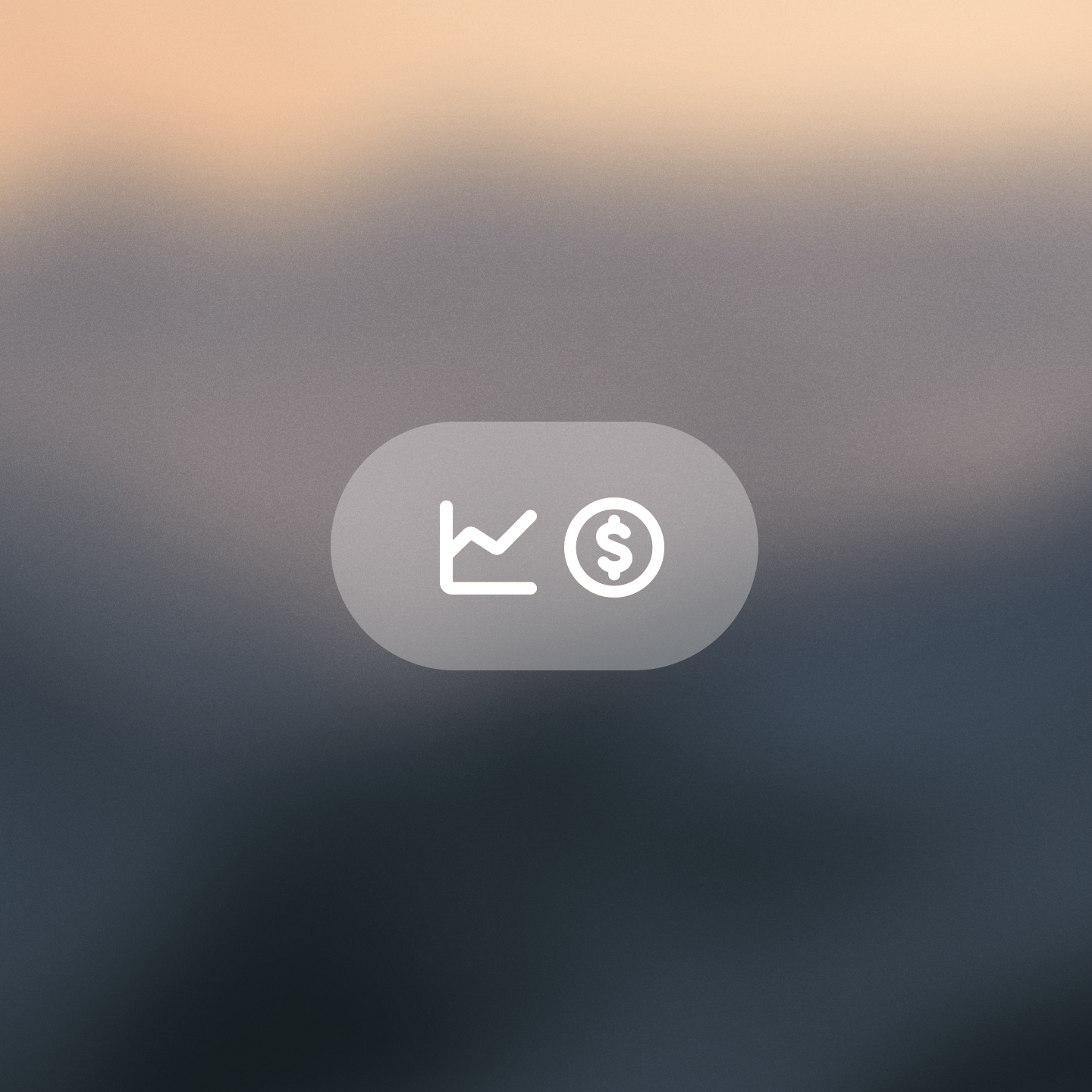 A translucent button showing a line graph icon and a dollar sign icon.
