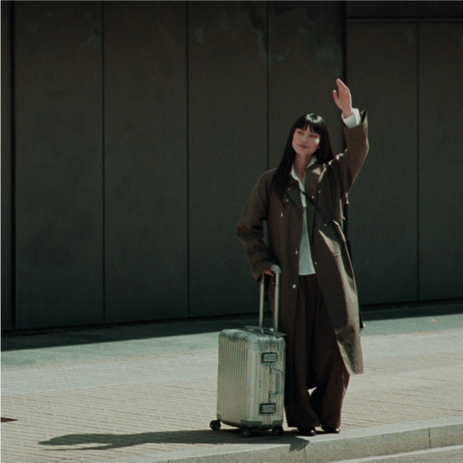 Traveler walking with suitcase