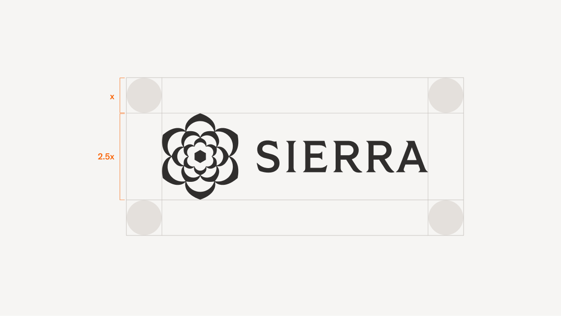 Sierra logo with light blue circles around it indicating the expected clear space around the lockup