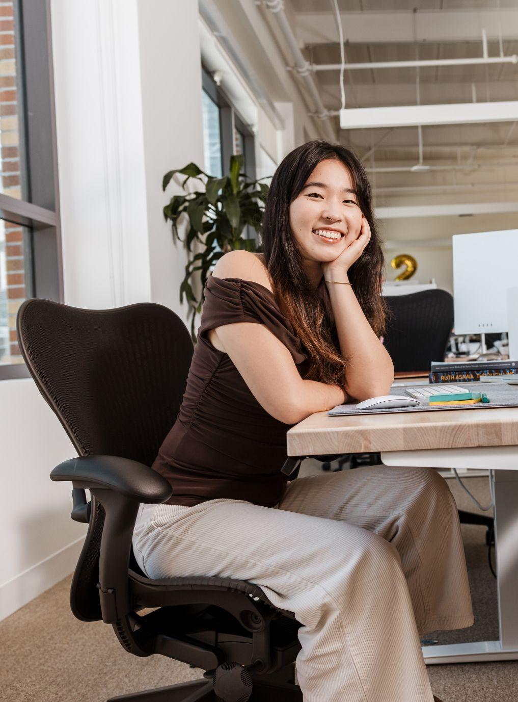 Intern sitting at desk