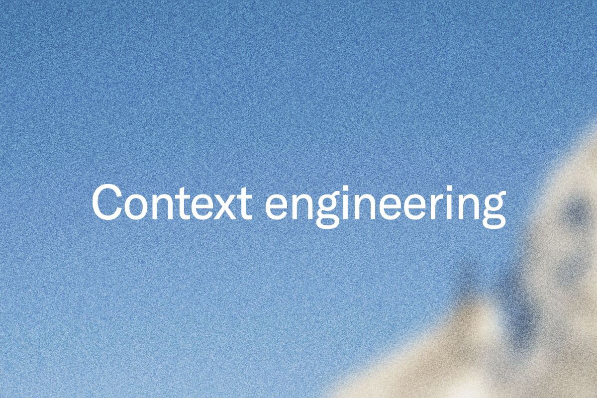 White text reads "Context engineering" on a blurry blue background.
