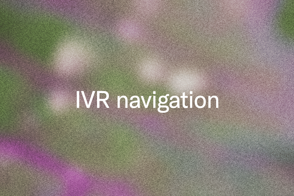 The words "IVR navigation" on a blurred red, yellow and pink background